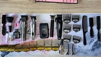 AUFLÖSUNG Kemei Haarschneideset wiederaufladbar Silber/Schwarz