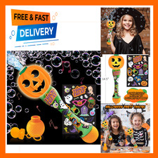 Halloween Bubble Wand for Kids 14 Inch Light Up Pumpkin Bubble Blower with LED