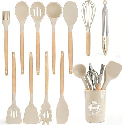 Silicone Cooking Utensil Set,12 PCS Cooking Kitchen Utensils Set