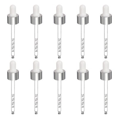Glass pipette with size 10pcs per 50ml lid white/silver