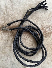 Black Braided Leather Split Reins New Horse Tack