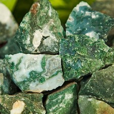 3Pcs Moss Agate Healing Natural Raw Rough Rocks Crystal Mineral Specimens