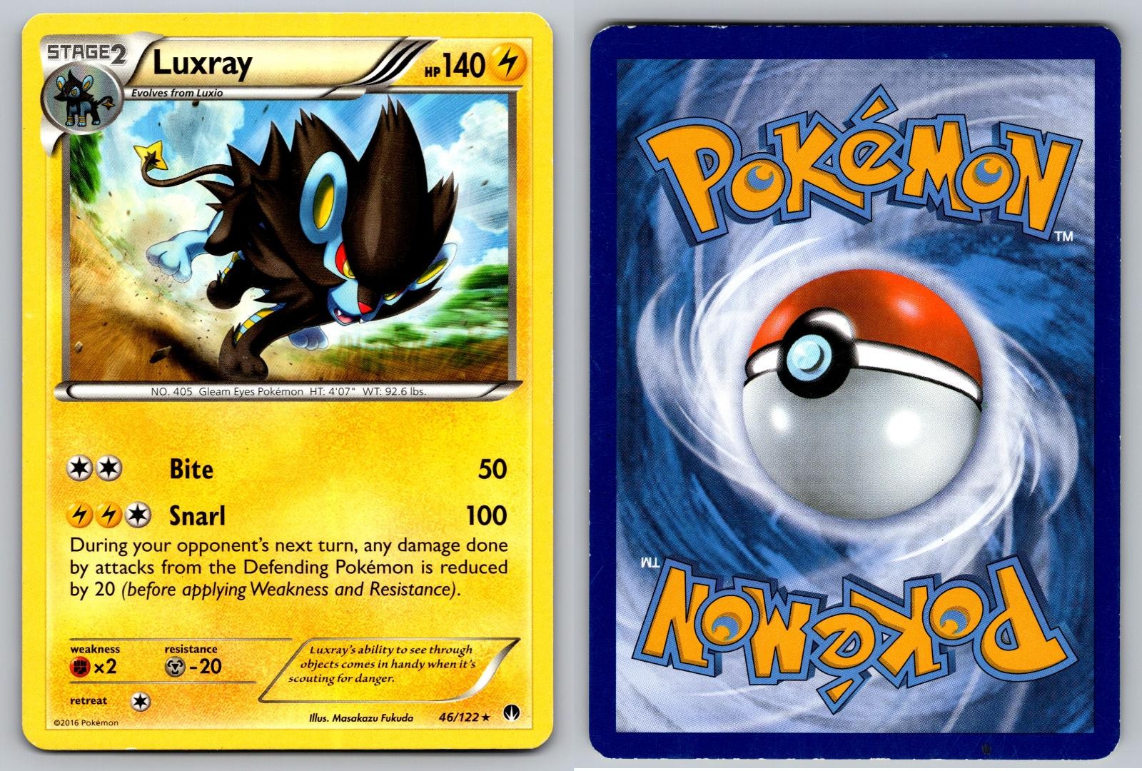 LUXRAY 46/122 RARE BREAKPOINT POKEMON LP