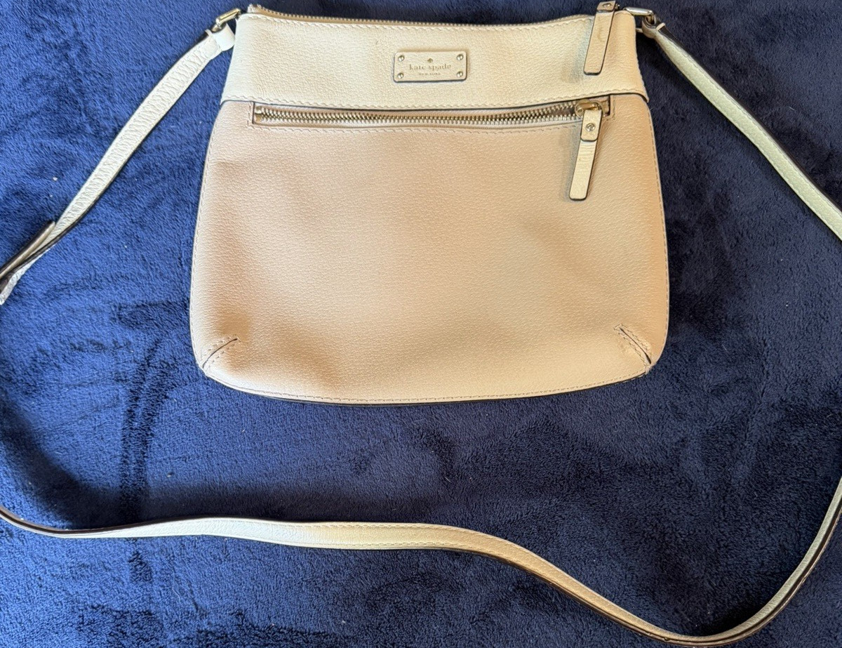 kate spade new york Beige Pebbled Crossbody Zip Closure Gold Hardware