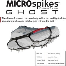 Kahtoola GHOST ULTRALIGHT MICROspikes Winter Traction, Ice Grips - Large, Lava
