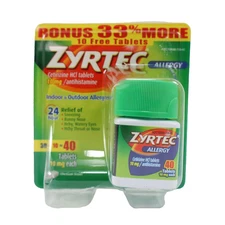 Zyrtec 24 Hour Allergy Relief Tablets, 10 mg, 40 Tablets EXP 02/2026+