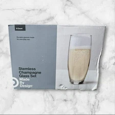Made By Design Stemless Champagne Glasses | Set of 6 | New in Box | Durable Ever