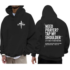 Need Prayer Tap My Shoulder Bible Verse Christian On Back Pullover Hoodie