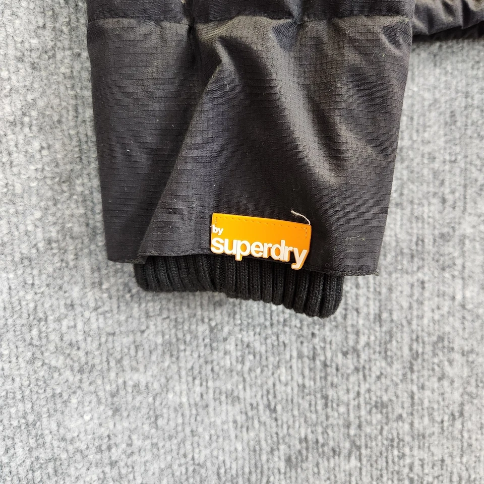 Superdry Chaqueta Hombre Grande Negro Windcheater Cremallera Completa Con Capucha Japón Pesado Foto 3 de 4