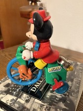 Vintage Plastic Mickey Mouse Bicycle Wind Up Toy With Metal Bell