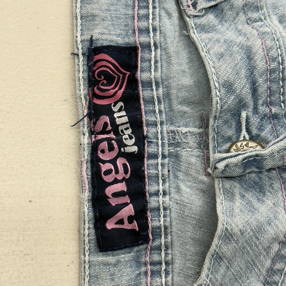 Pantalones Cortos de Jean Angels Denim Y2K Lavado Ligero Puntada con Puños Para Mujer Talla 13 Foto 2 de 4