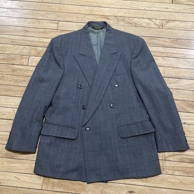 Dellapenna Vintage 90s Double Breasted Suit Jacket Men 39S Gray Plaid Made USA