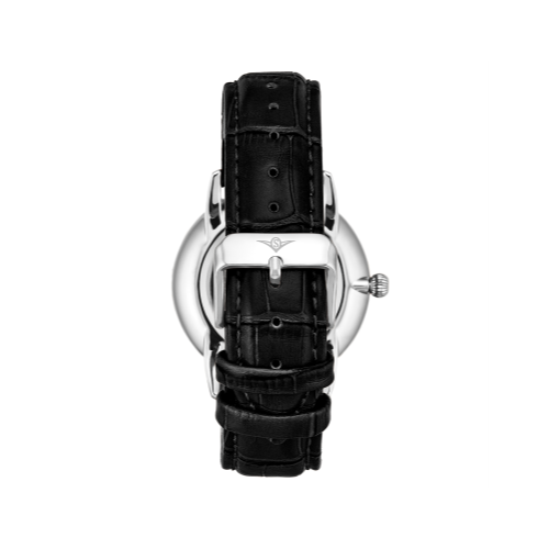 Stuhrling 3997 2 Quartz Rasa Date Noir en Relief Bracelet Cuir Montre Hommes - Photo 3 sur 11