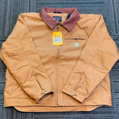 Carhartt Detroit Duck Blanket Lined Tan Brown Jacket Work Coat