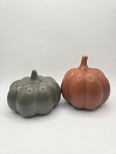 Target Bullseye Playground 2 pc Large Ceramic Pumpkins -Orange/ Green 5"