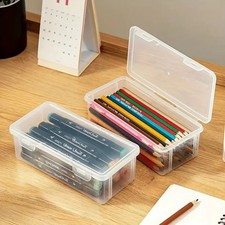 1/4pcs Large Clear Plastic Storage Boxes Hinged Lid Jewellery Home Office UK