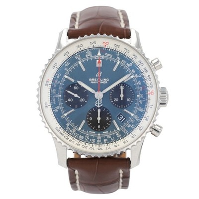 Breitling Navitimer Blue Dial Automatic Chronograph Leather Strap Men's Watch