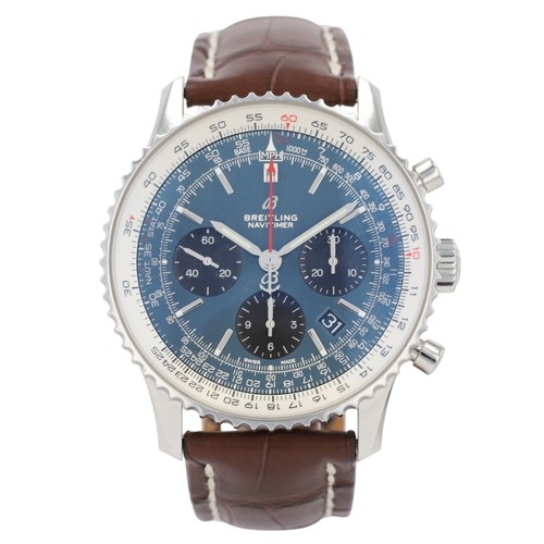 Breitling Navitimer Blue Dial Automatic Chronograph Leather Strap Men's Watch