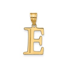 14k Yellow Gold Letter E Pendant Bold Serif Initial Charm for Women or Unisex