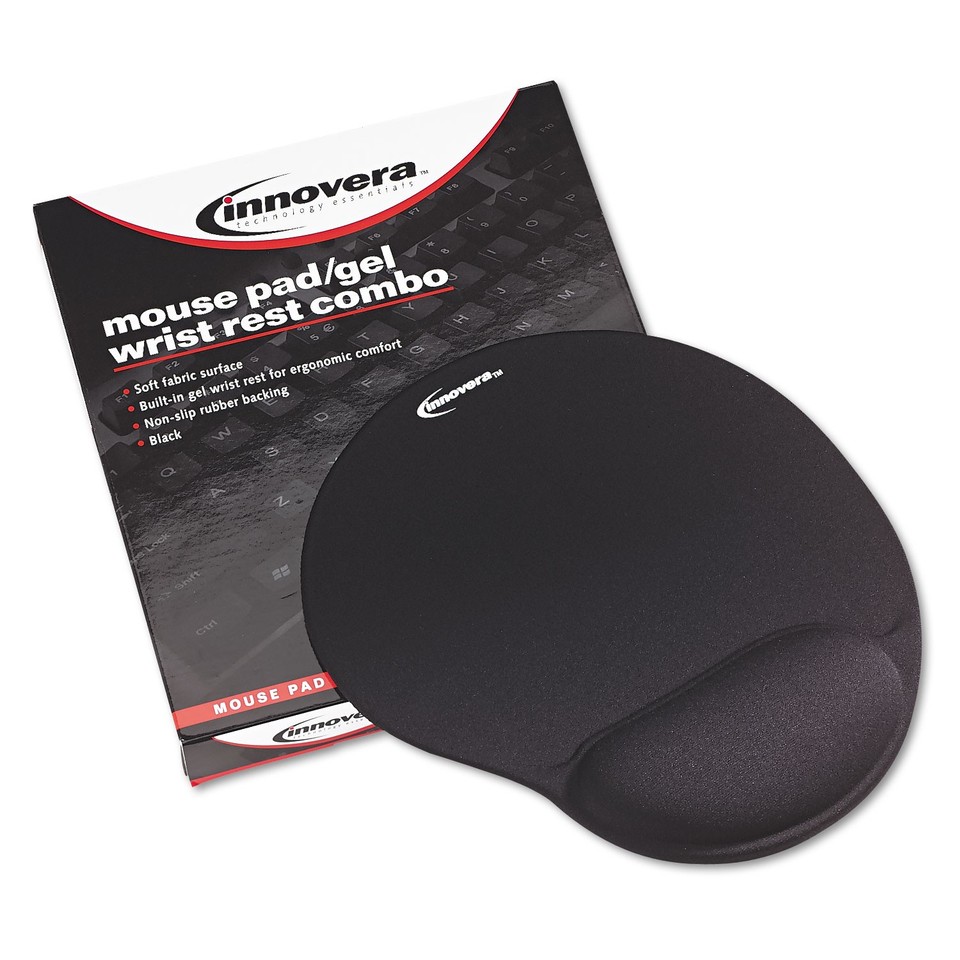 Innovera® Mouse Pad w/Gel Wrist Pad, Nonskid Base, 10-3/8 x 8-7/8 ...