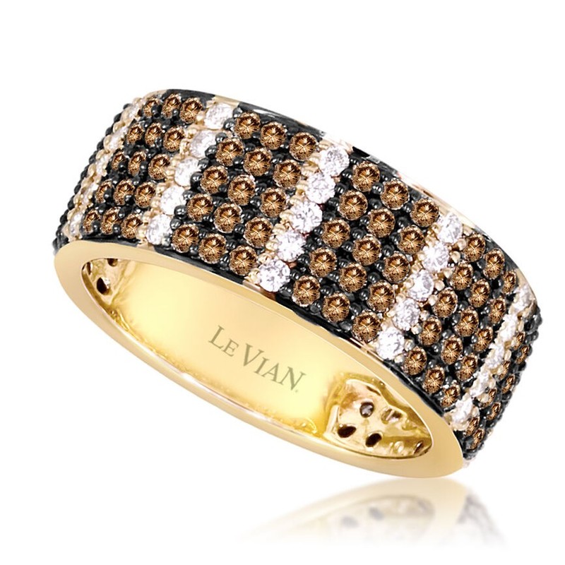 LeVian Ring Chocolate Diamond Band Ring in 14K Yellow Gold 1 7/8 cts Size 6.5