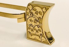 New laser engraved 1911 24k Gold Plated Mirror Polished Long Pad skulls #1