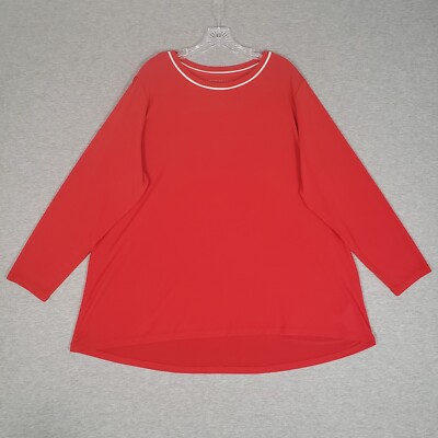 Susan Graver Modern Essentials Blouse Women's 2X Orange Long Sleeve Pullover Top