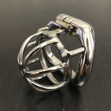 Stainless Steel Male Chastity Cage Device Super Small Men Metal Lock Belt