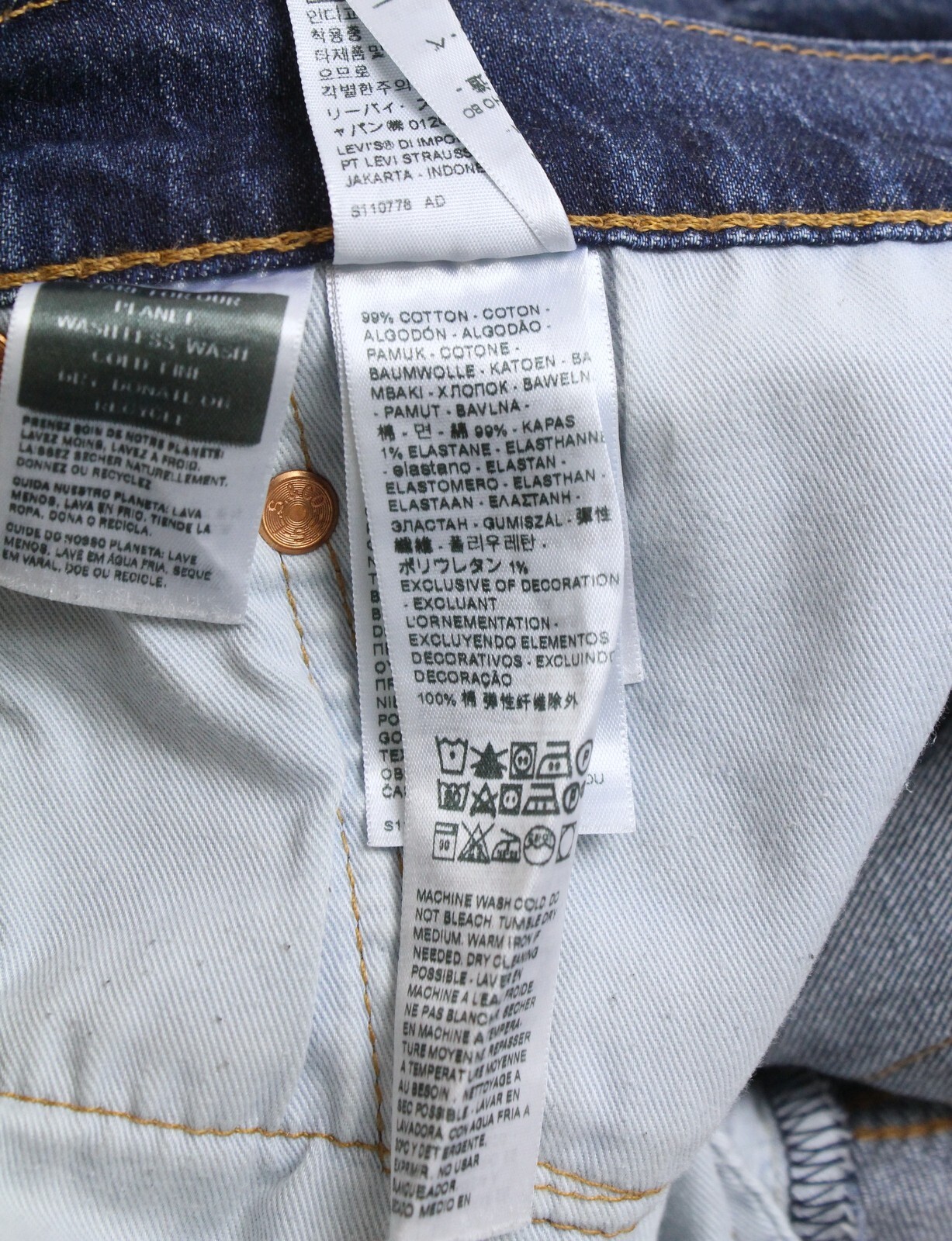 Levi's Premium Big E Jeans Mens W34/L32 Whiskers Dark Denim Casual Zip Faded thumbnail 9