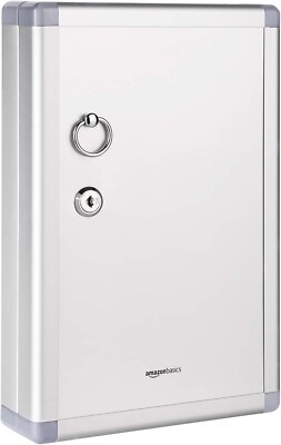 Amazon Basics Schlüsselkasten für 24 Schlüssel abschließbar Kasten Silber R1839