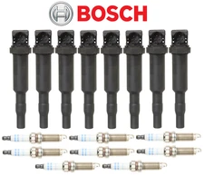 OEM Ignition Coil + Spark Plug Double Platinum 8sets Bosch for BMW V8 5 7 X5 X6