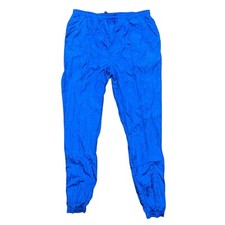 VINTAGE Pants Mens L Blue Joggers Lined Windbreaker Pro Celebrity Warm Up Track
