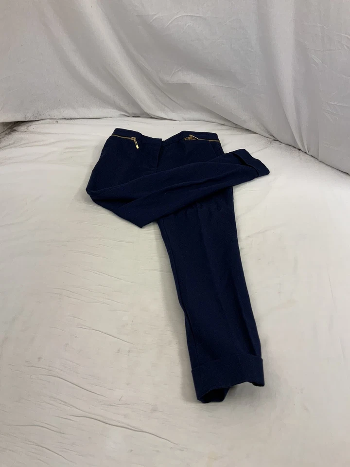 Pantalones Zara Talla 2 Azul Algodón Elástico Frente Plano Informales YGI O2-27 Foto 2 de 4