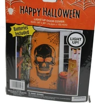 Scary Light p Eyes Skull Door Cover, Mural, Halloween Decoration 30"x 60"
