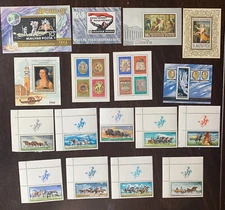 LOT OF HUNGARY MINT SOUVENIR SHEETS AND STAMPS, APOLLO 11, POTTERY, ART, HORSES