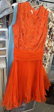 VTG Beautiful Jack Bryan Chiffon Flowy Sleeveles Dress Orange