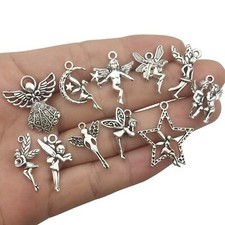 Fairy Charms Angel Pendants Antiqued Silver Assorted Lot Mixed Wholesale 6pcs