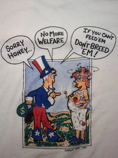VINTAGE T-SHIRT IF YOU CAN'T FEED EM DON'T BREED EM USA 1990 SINGLE STITCH L