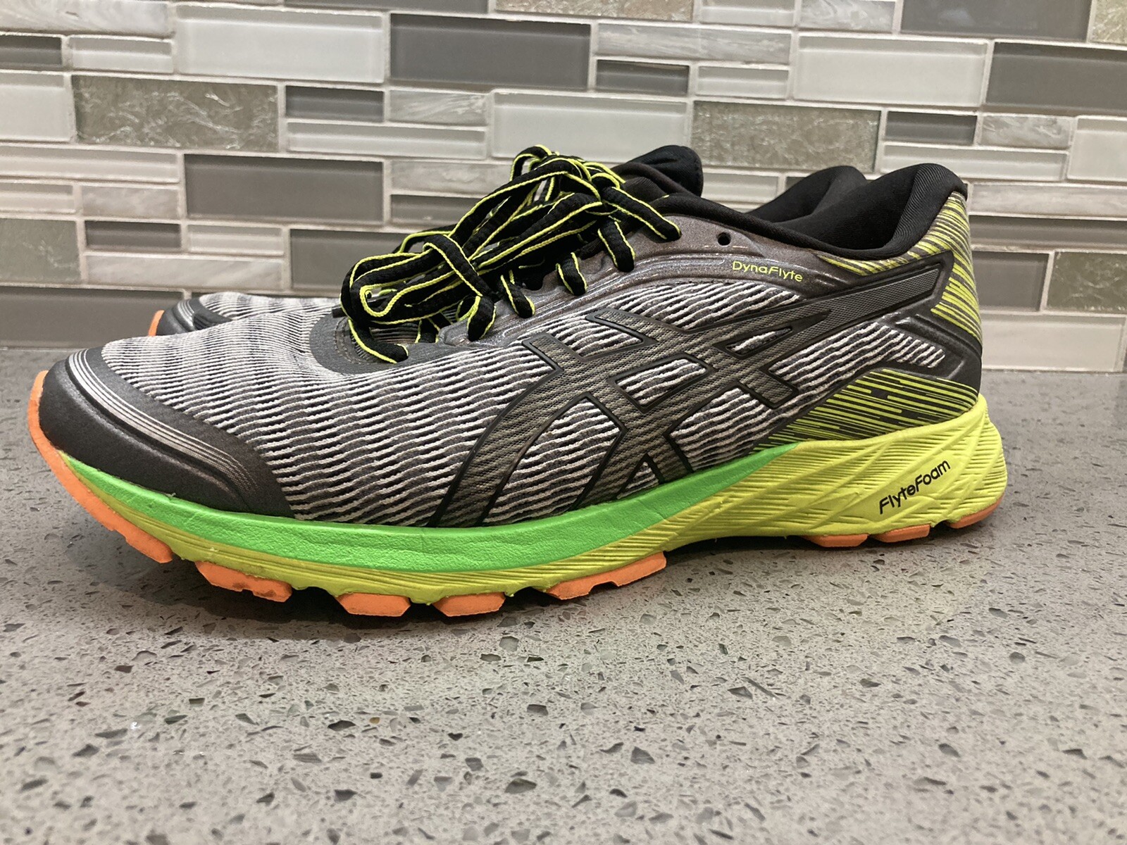 Asics DynaFlyte T6F3Y-9690 Men\u0026#039;s Grey Yellow FlyteFoam Running Shoe  Size 7.5 | eBay