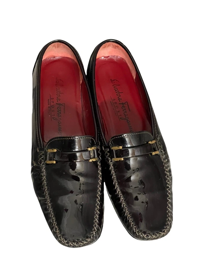 Salvatore Ferragamo 🇧🇬 Zapatos de Conducción de Cuero Patente talla 7.5 2A Foto 2 de 4