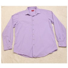 XL Alfani Long Sleeve Cotton Polyester Purple Button Up Fitted Dress Shirt D9