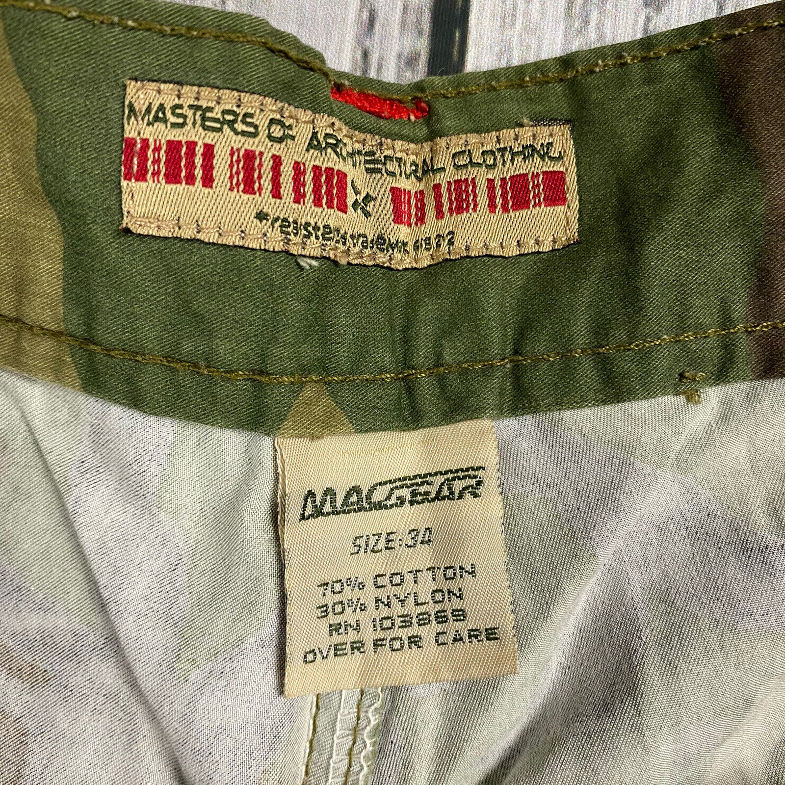 VINTAGE MACGEAR Y2K 90S RAVE WIDE LEG CAMO CYBER … - image 5