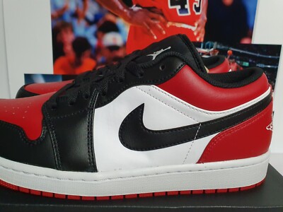 Nike Air Jordan 1 Low BRED TOE Men's UK 9 EUR 44 (553558 612