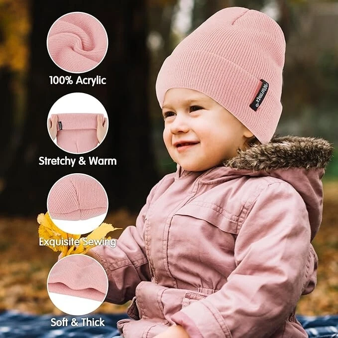 Зимние вязаные шапки-бини для малышей мальчиков девочек 4 шт. - Изображение 4 из 4