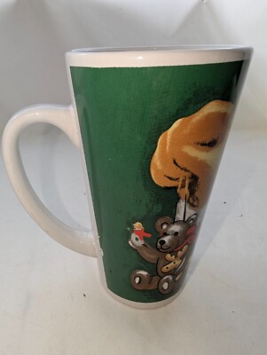 Santa Claus Tall Coffee Mug 6 inch, Green Red & White | eBay