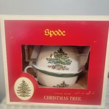 Spode Christmas Tree Tea Set for One Teapot  Cup in Box Never Used Prev Owned