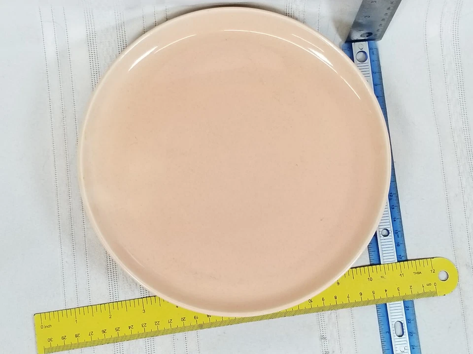 2 Oneida Russel Wright Dinner Plates Round 9 3/8” Coral Pink Stoneware MCM - Image 2 of 4