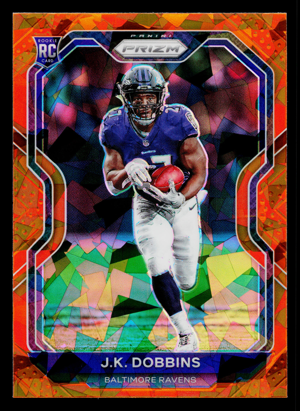 2020 Panini Prizm Prizm Orange Ice J.K. Dobbins #379 RC Baltimore Ravens