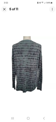 Athleta Coaster Luxe Pullover Sweatshirt Teal Gray Tie Dye Stripe Size MEDIUM - Picture 2 of 6