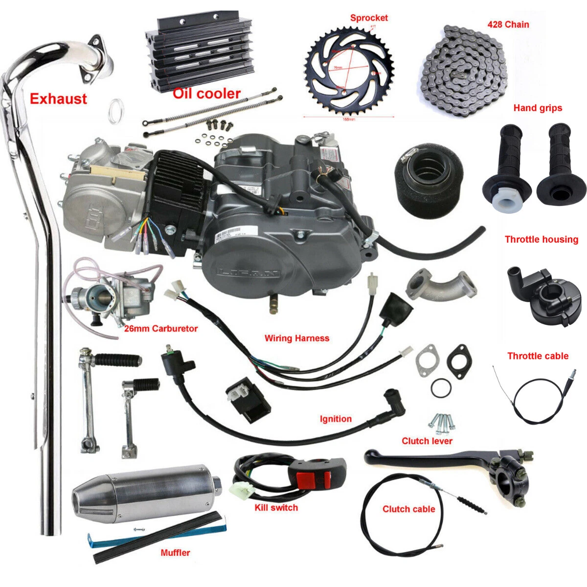 Racing Lifan 140cc Engine Motor Kit Dirt Pit Bike Mini Trail Z50 Apollo RFZ  125